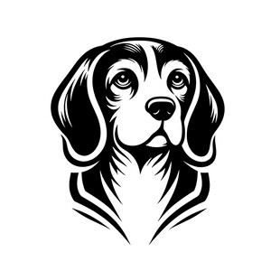 猎犬头像黑白矢量图案