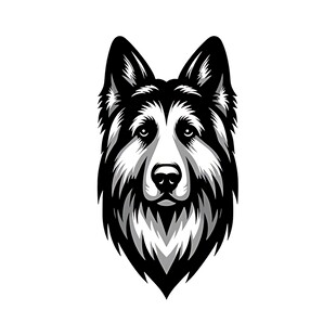 黑白风格牧羊犬头像