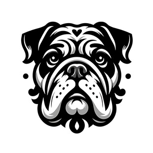 斗牛犬黑白简约插画形象