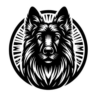 德国牧羊犬黑白简约徽标