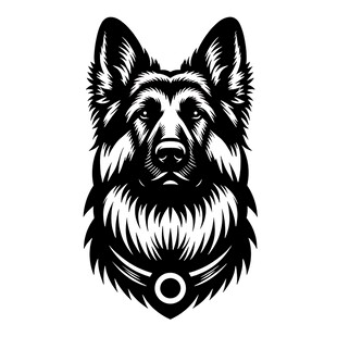 德国牧羊犬头像矢量图案