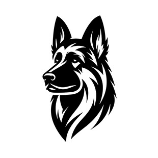 黑白色调牧羊犬头部标志