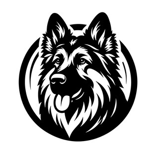 黑白风格的牧羊犬头像