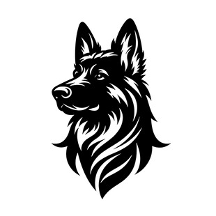 德国牧羊犬黑白简约头像