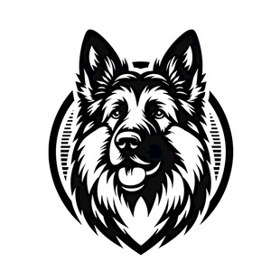 德国牧羊犬黑白简约徽标