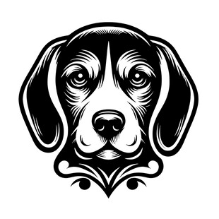 可爱小狗黑白矢量头像