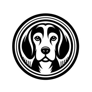 圆形轮廓中的猎犬图案