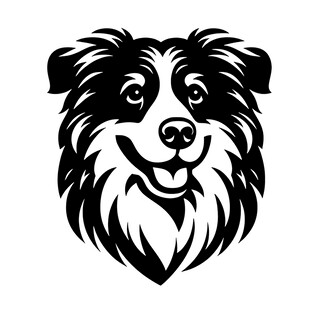 黑白边牧头像图案