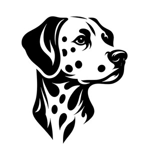 斑点狗头部黑白简约图案