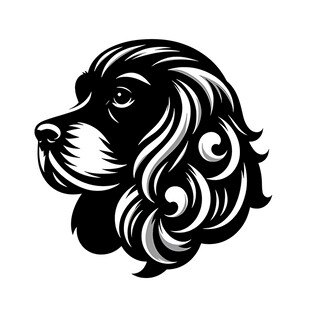 优雅卷毛犬头部图案