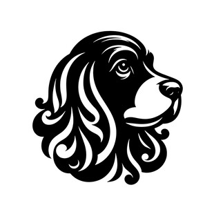 卷曲毛发的狗头部图案