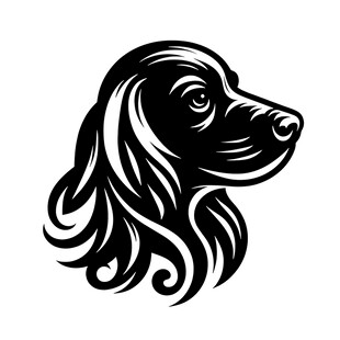 优雅卷毛狗头部图案