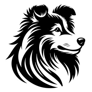 黑白牧羊犬头像图案