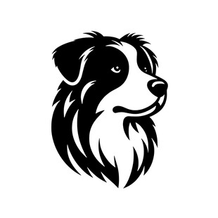 黑白边牧头像标志设计