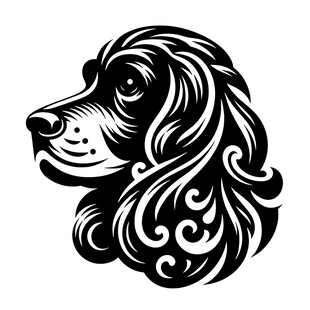卷曲毛发的狗头部图案