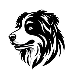 黑白边牧头像图案