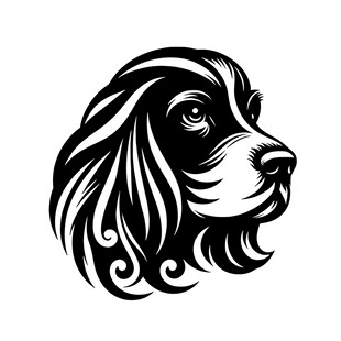 优雅长毛猎犬头像图案