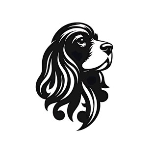 优雅卷毛犬头部图案