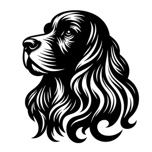 长毛猎犬黑白轮廓图