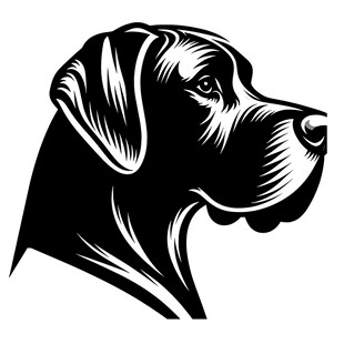 大丹犬头部黑白简约图案