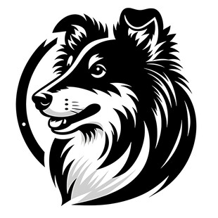 黑白牧羊犬头像图案