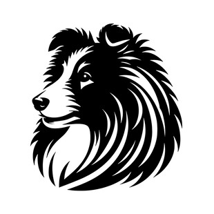 牧羊犬头像黑白简约图案