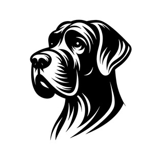 大丹犬头部黑白简约图标