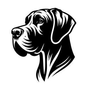 大丹犬头部黑白简约图案