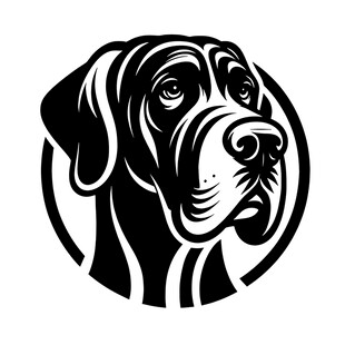 大丹犬头像黑白简约图案