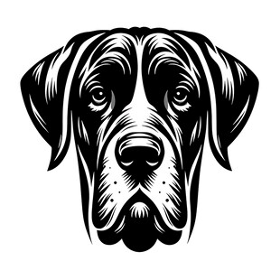 黑白风格的大狗头部图案