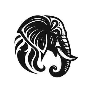 大象简约艺术头像图案