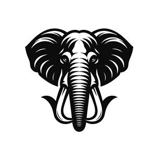 大象头部黑白简约图标