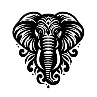 大象图腾黑白装饰图案