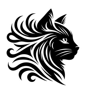 优雅黑猫轮廓艺术图案