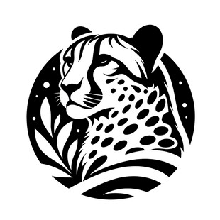 猎豹图案简约黑白艺术风