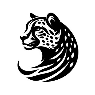 猎豹头像黑白简约图案