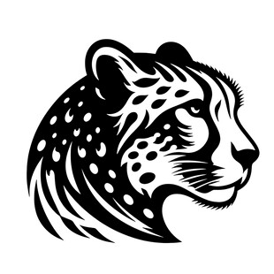 猎豹头部黑白简约图案