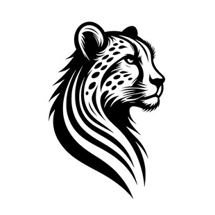 猎豹头部黑白简约矢量图