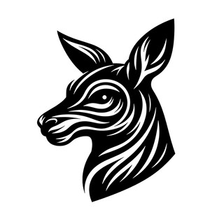 鹿头黑白简约艺术图案