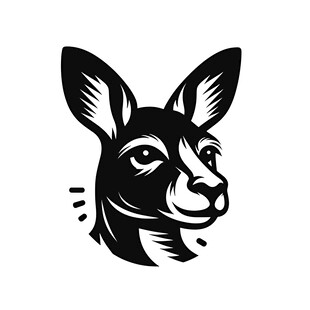 袋鼠头部黑白简约插画