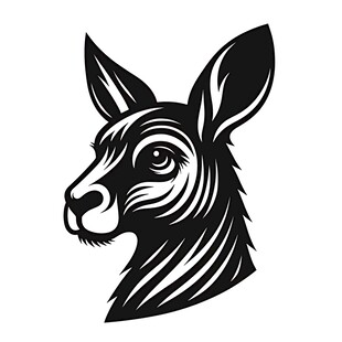 袋鼠头部黑白简约图标