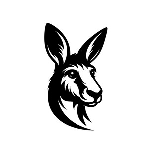 袋鼠头部黑白简约图标