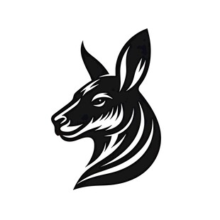 袋鼠头部黑白简约标志