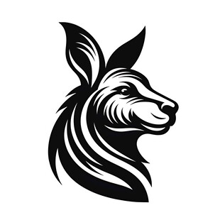 袋鼠头部简约黑白标志