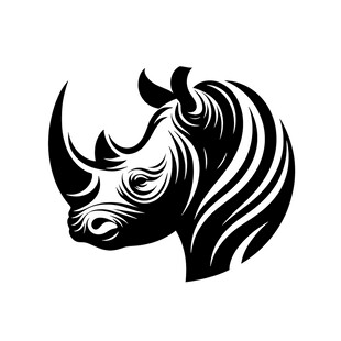 犀牛头部黑白简约标志