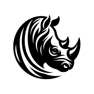 犀牛简约黑白标志图案