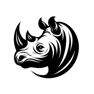 犀牛简约黑白标志图案