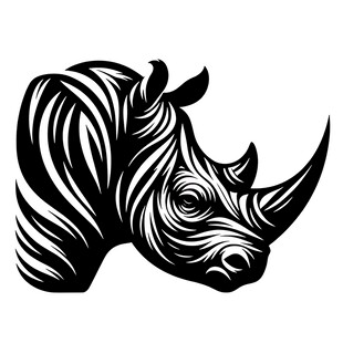 黑白犀牛头像艺术图案