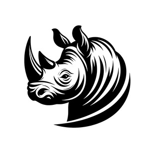 犀牛头部黑白简约矢量图标