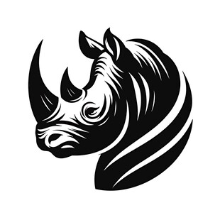 犀牛头部黑白简约标志
